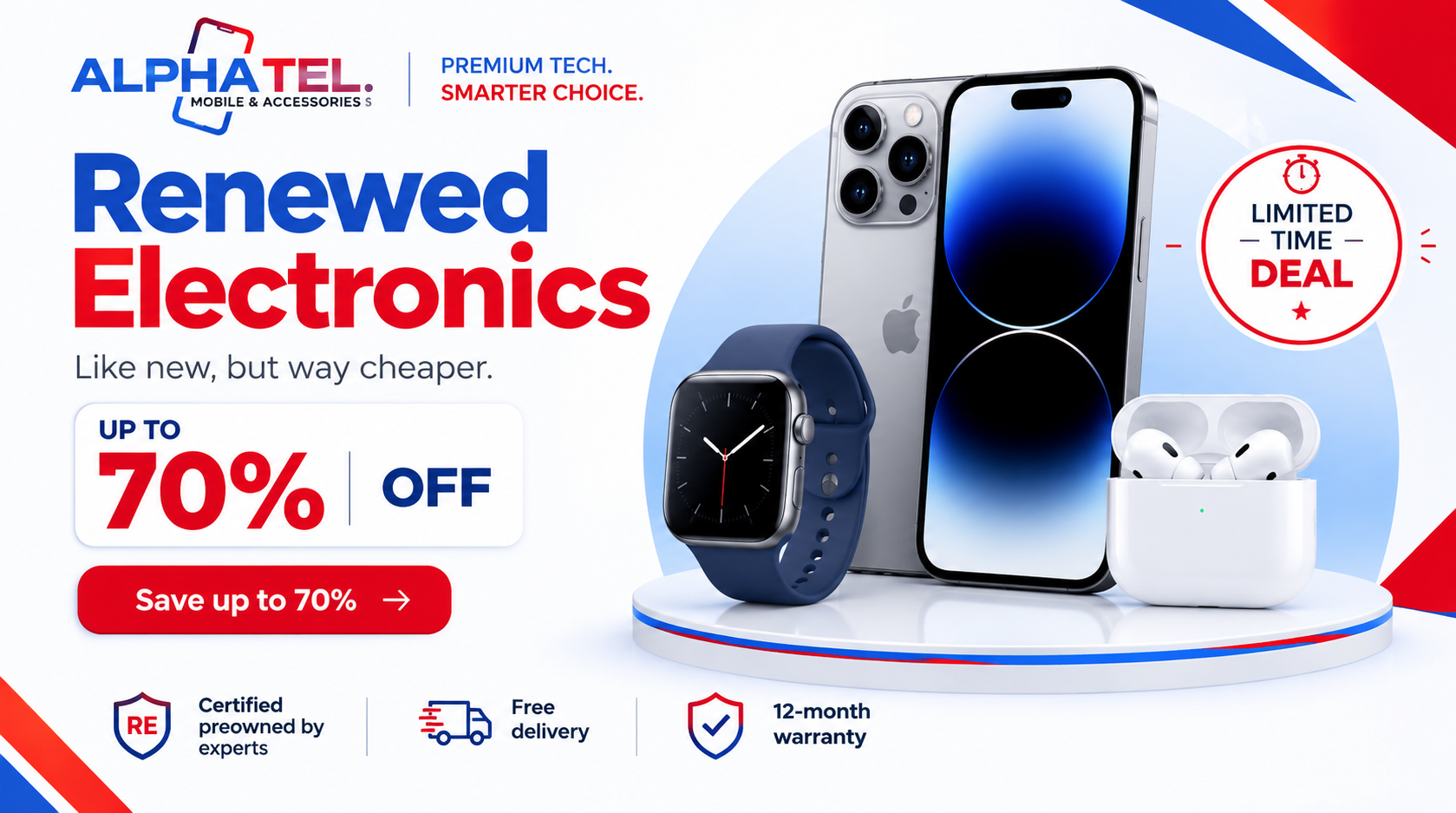 Up to 70% off renewed electronics